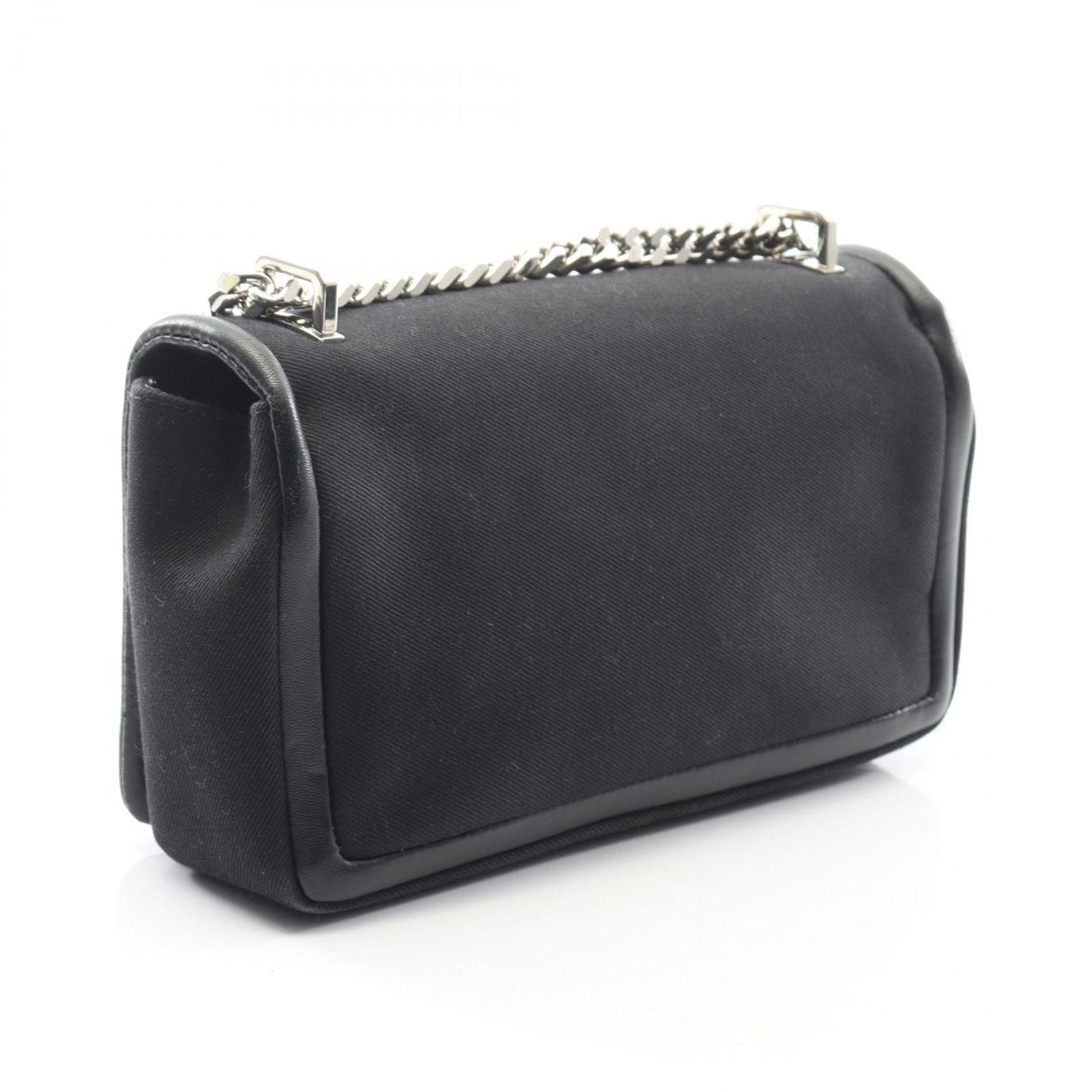バーバリー BURBERRY ショルダーバッグ ブラック キャンバス レザー TBローラ チェーンショルダー レディース Used B