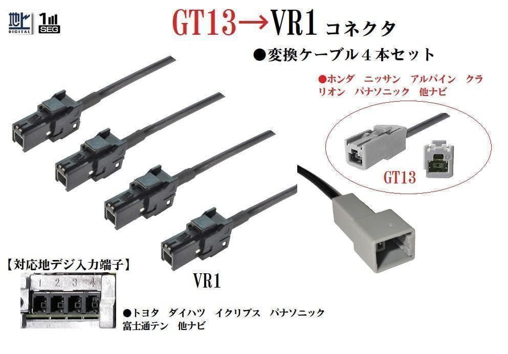 GT13ーVR1 地デジアンテナ変換ケーブル 4本 パナソニック イクリプス