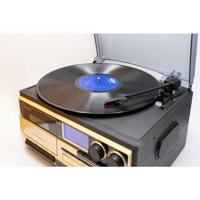  クマザキエイム オールインワン レコード プレーヤー レトロサウンド ウッドブラック シャンパンゴールド AR 01 G レコードプレーヤー本体 レコードプレーヤー