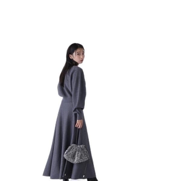 ナチュラルビューティーベーシック カジュアルドレス ダブルフェイスフ セットアップ レディース ミディアムグレー