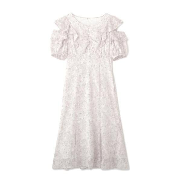 プロポーションボディドレッシング カジュアルドレス ラッフルラインフラワーワンピース レディース ピンク