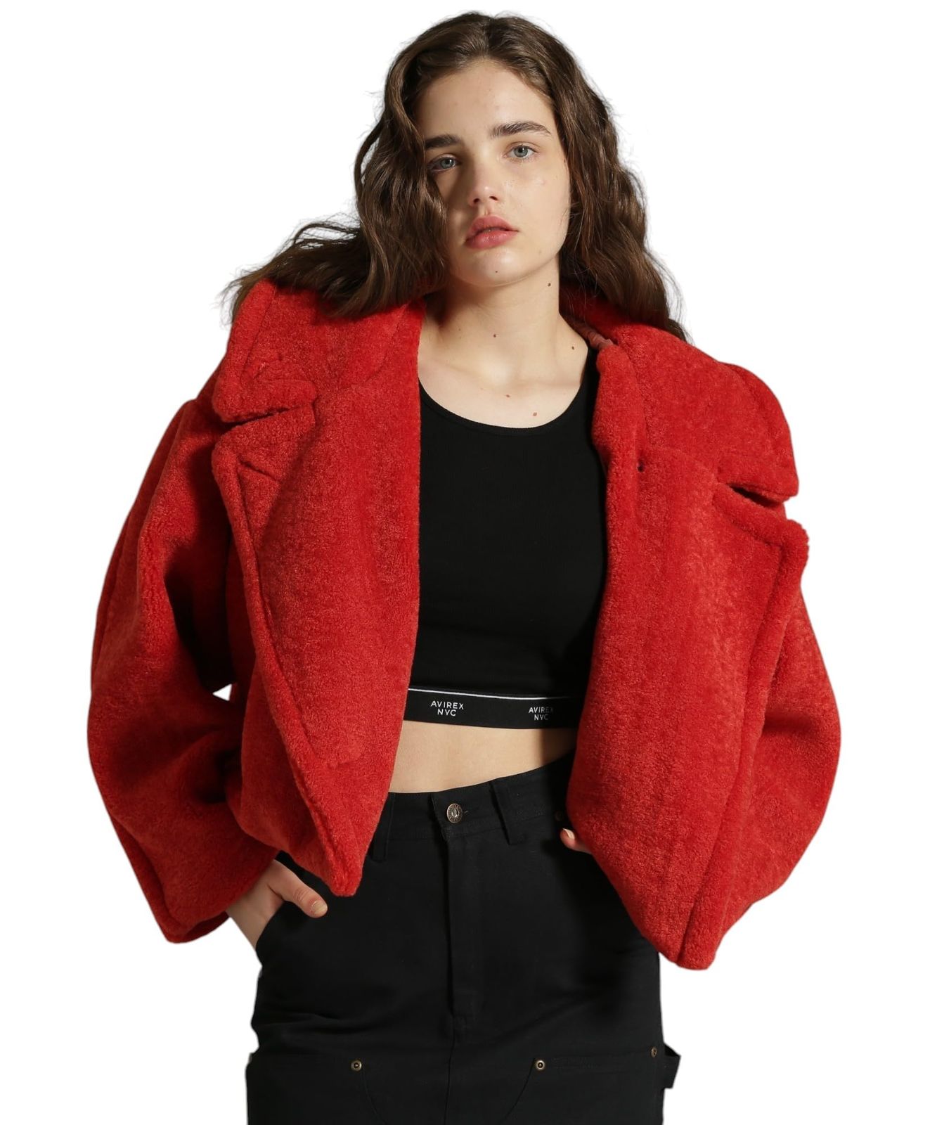 アヴィレックス WEB LIMITED Belle LINE BOA JACKET ボア ジャケット レディース F 100 レッド 783-5152702