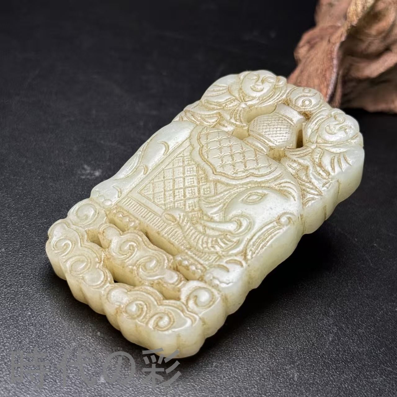 中国古美術.旧藏品.時代物.古和田玉彫り.大象玉珮.吉祥如意.造型古樸