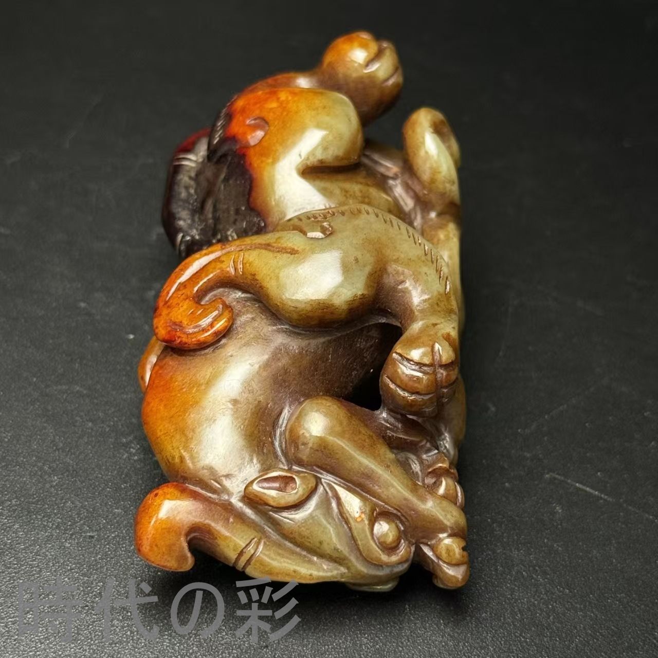 中国古美術.旧藏品.時代物.古和田玉彫り.高古玉獸.造型古樸.極細工 裝