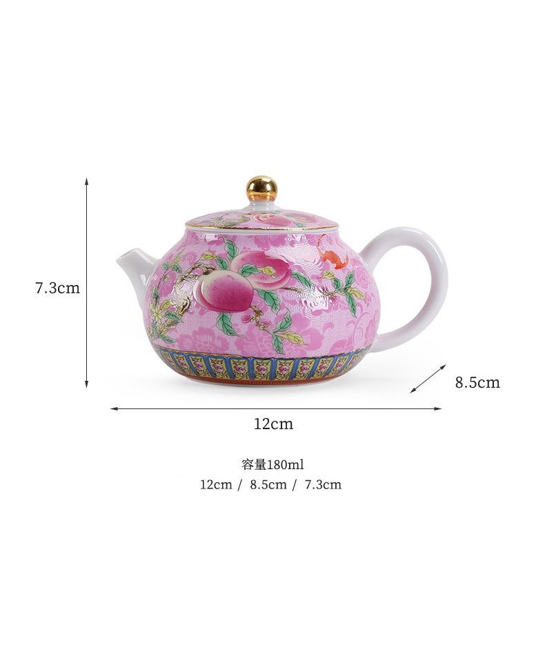 みずみずしい桃の絵柄 急須 ティーポット 陶磁器 油差し 油ポット