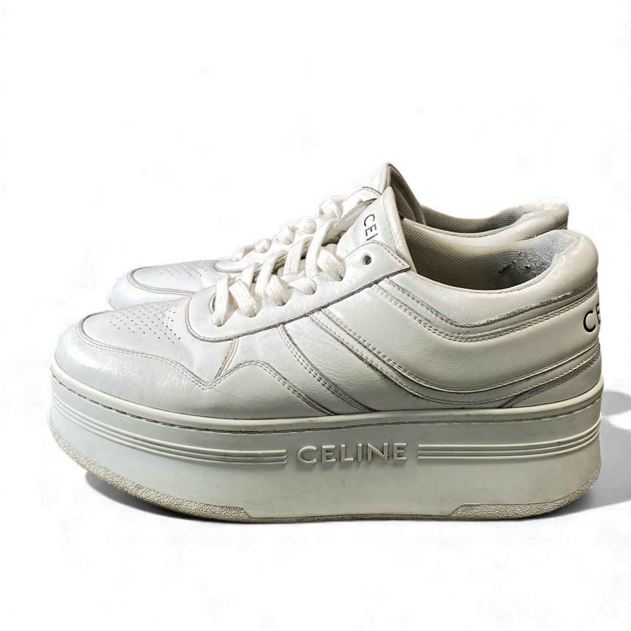 【極美品】CELINE セリーヌ ブロックスニーカー 37 厚底 ホワイト CELINE セリーヌ ブロックスニーカー 346163338C.01OP レディース