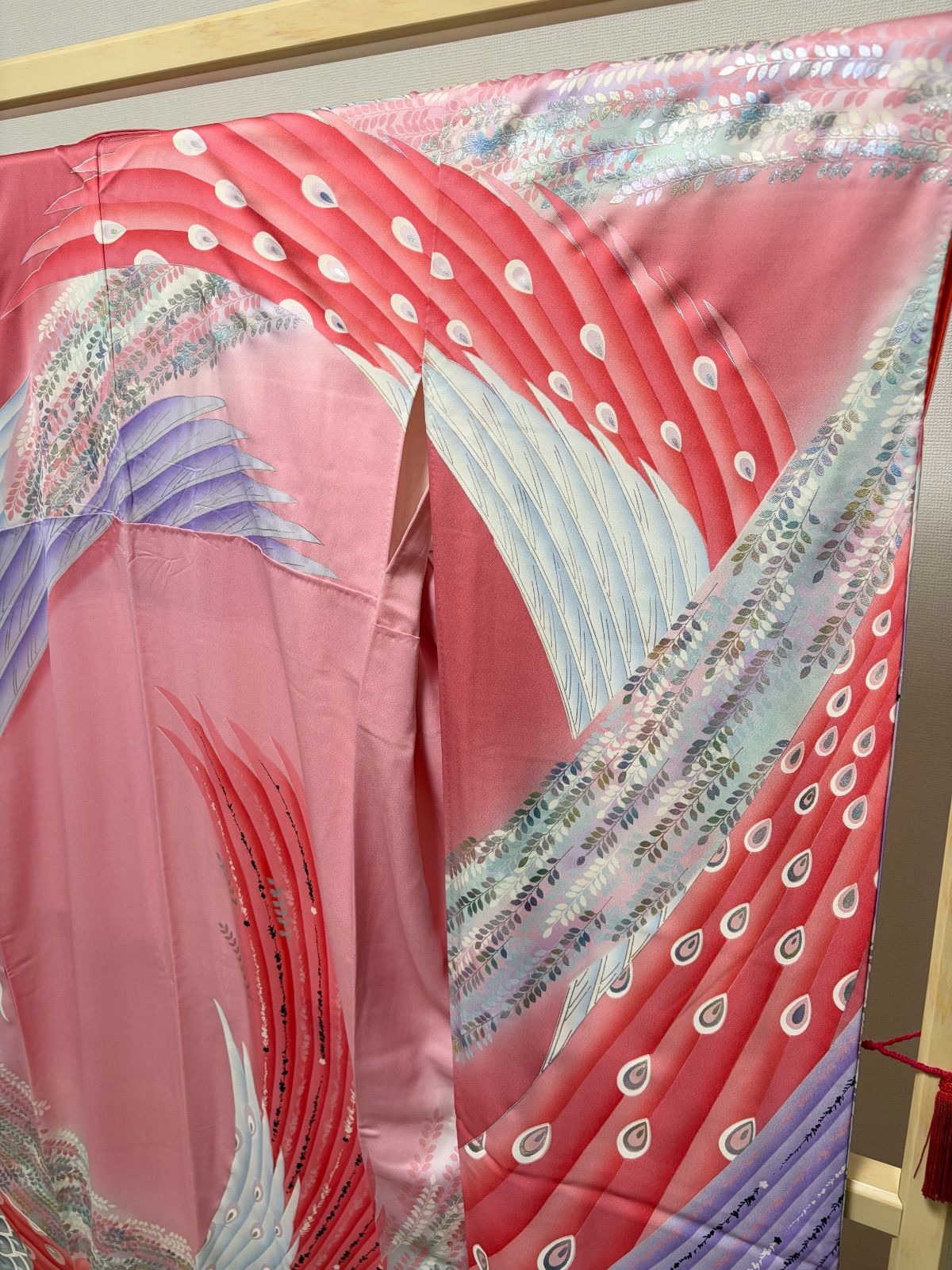 B◆着物くつろぎ 蝶々模様 金銀彩 ピンク 桜 袷 正絹 成人式 振袖 着物 振袖セット 販売 ピンク 金色 ラメ 桜 菊 熨斗 金通し 絵羽柄 正絹