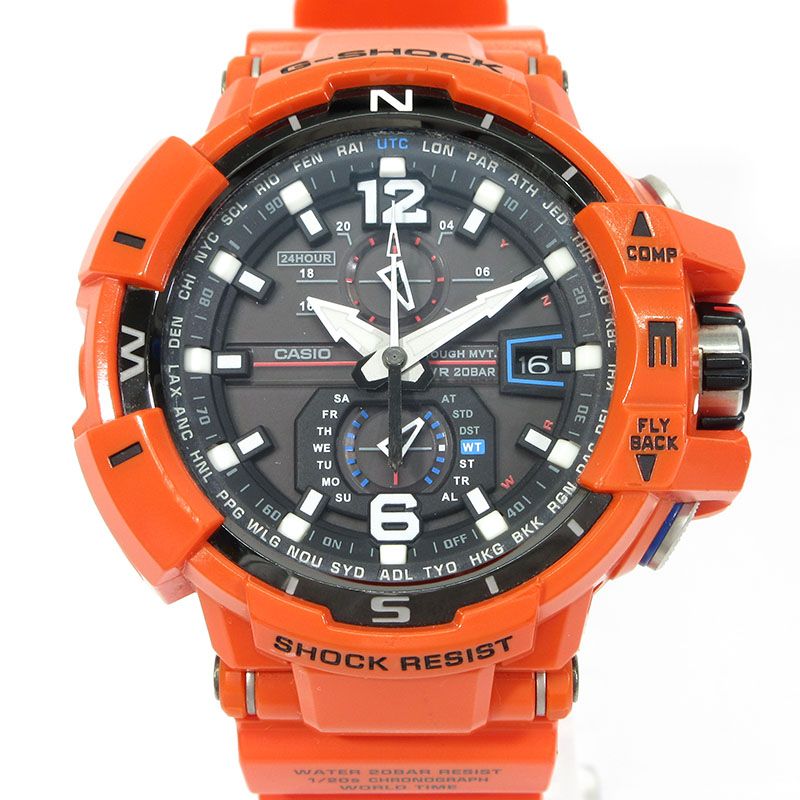 三重本店 CASIO カシオ 腕時計 GW-A1100R-4A G-SHOCK MASTER OF G - AIR SKY COCKPIT スカイコックピット 多針アナログ表示 タフソーラー電波時計 オレンジ×ブラック 131