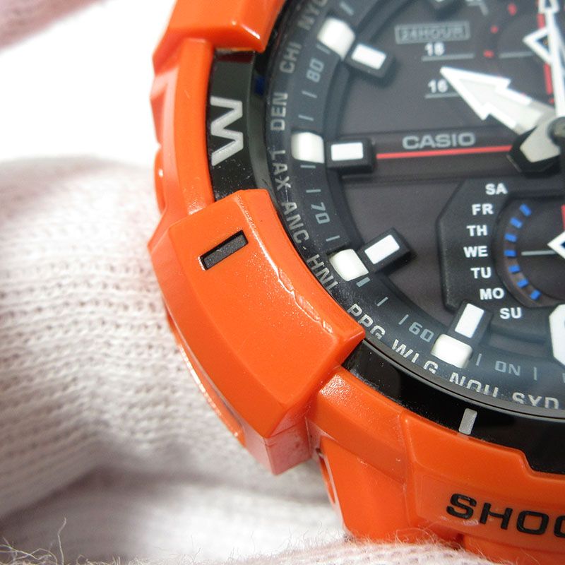 CASIO カシオ 腕時計 GW A 1100 R 4 G SHOCK MASTER OF AIR SKY COCKPIT スカイコックピット 多針アナログ表示 タフソーラー電波時計 オレンジ ブラック 131 その他 時計