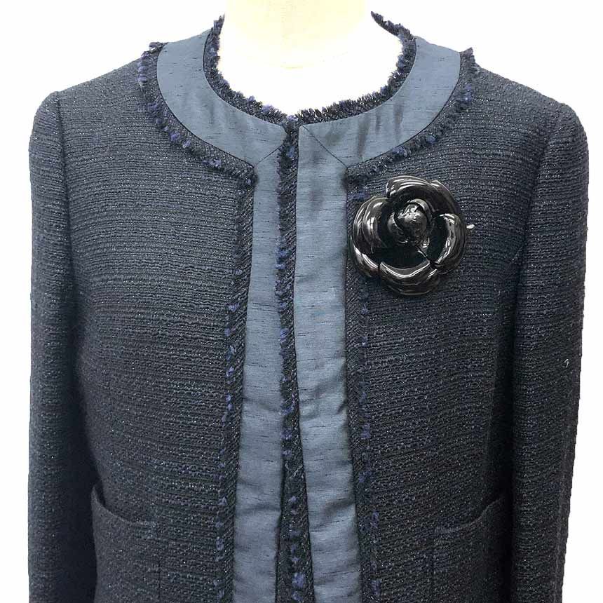 CHANEL シャネル エナメル カメリア ブローチ コサージュ 花 ブラック 黒 aq 12235