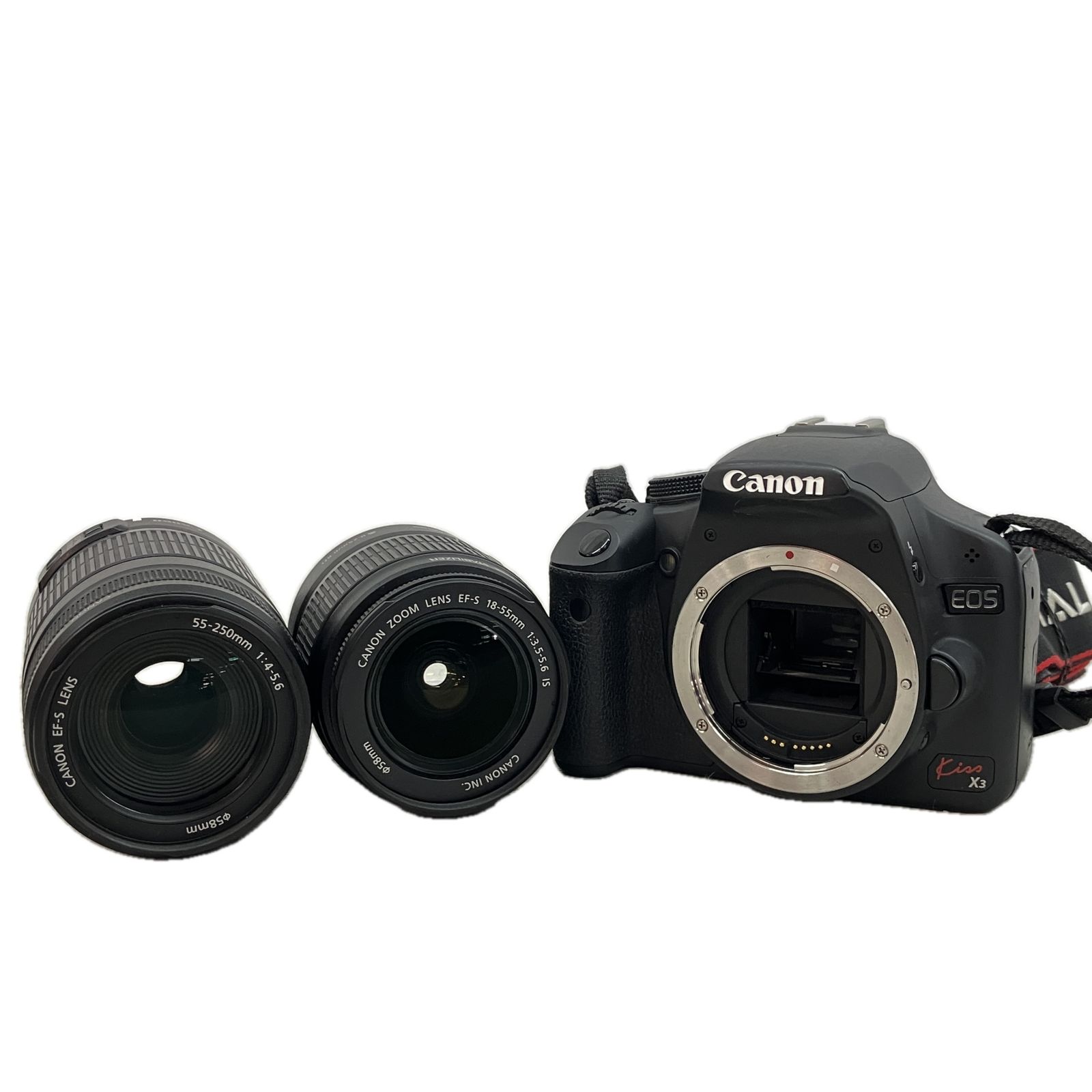 Canon EOS kiss X3 18-55mm F3.5-5.6 55-250mm F4-5.6 キャノン デジタル 一眼レフ カメラ ダブルズームキット ジャンク C10566447