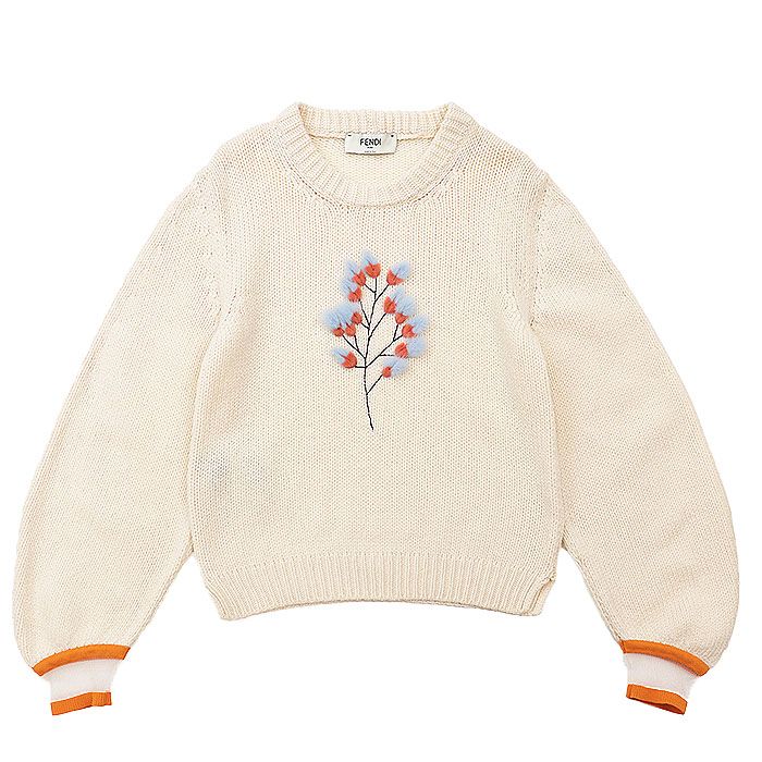 美品】FENDI フェンディ セーター カシミヤ100% リーフ エンブロイ