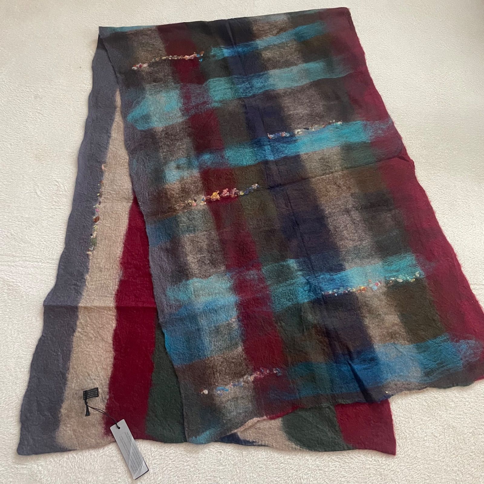 定価56000円 フランコフェラーロ FRANKO FERRARO 大判ストール イタリア製 カシミア ウール シルク 上質ショール