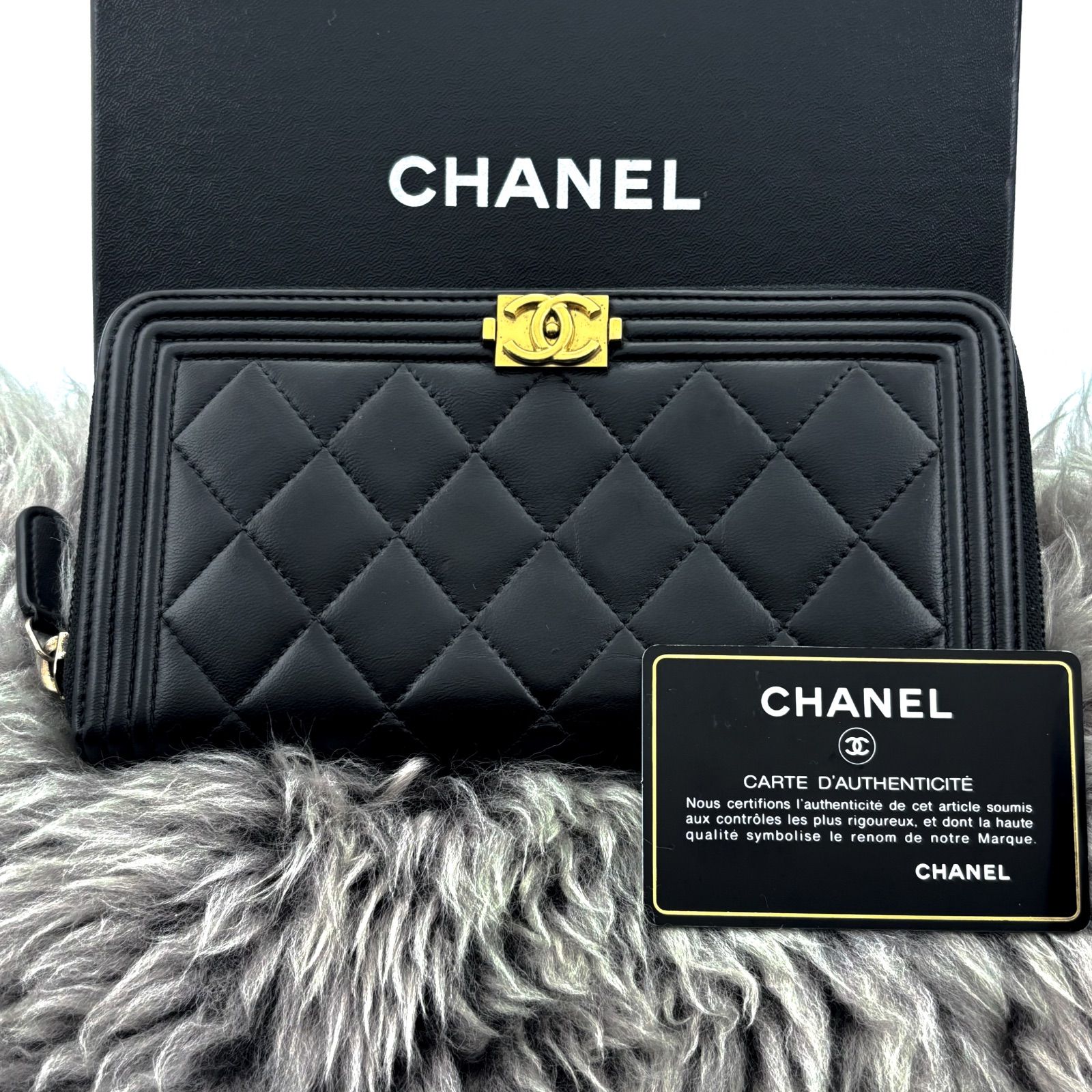 美品✨新型】シャネル 長財布 ボーイシャネル ラウンドジップ - メルカリ