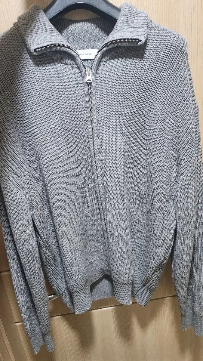 YUNION BLUE メランジ グレー ジップアップ ニット