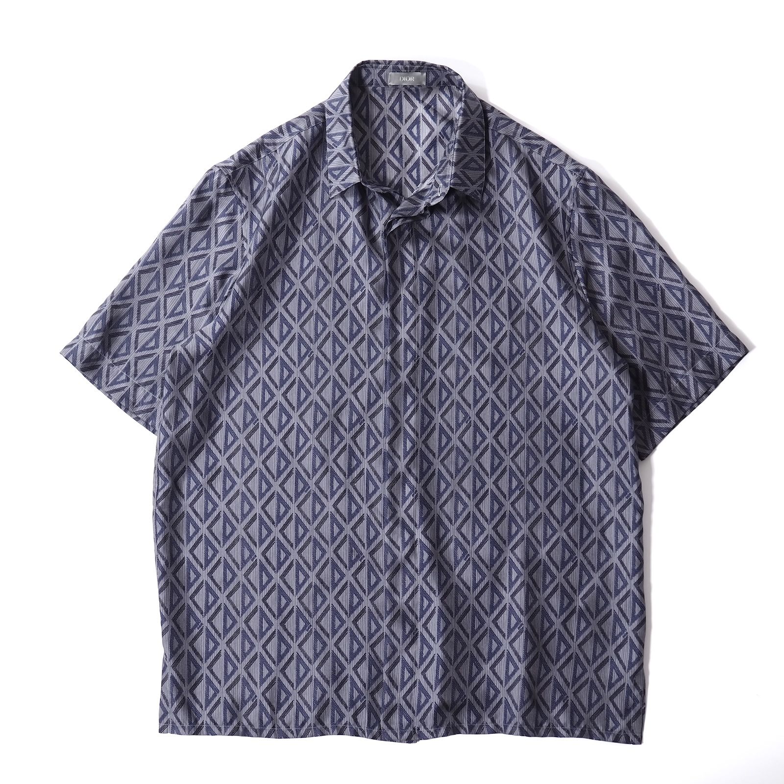ディオール DIOR 現行 CD ダイヤモンド シルク 半袖 シャツ 39 グレー メンズ 5-ZH037 MERCADOAVALIA_COM_BR