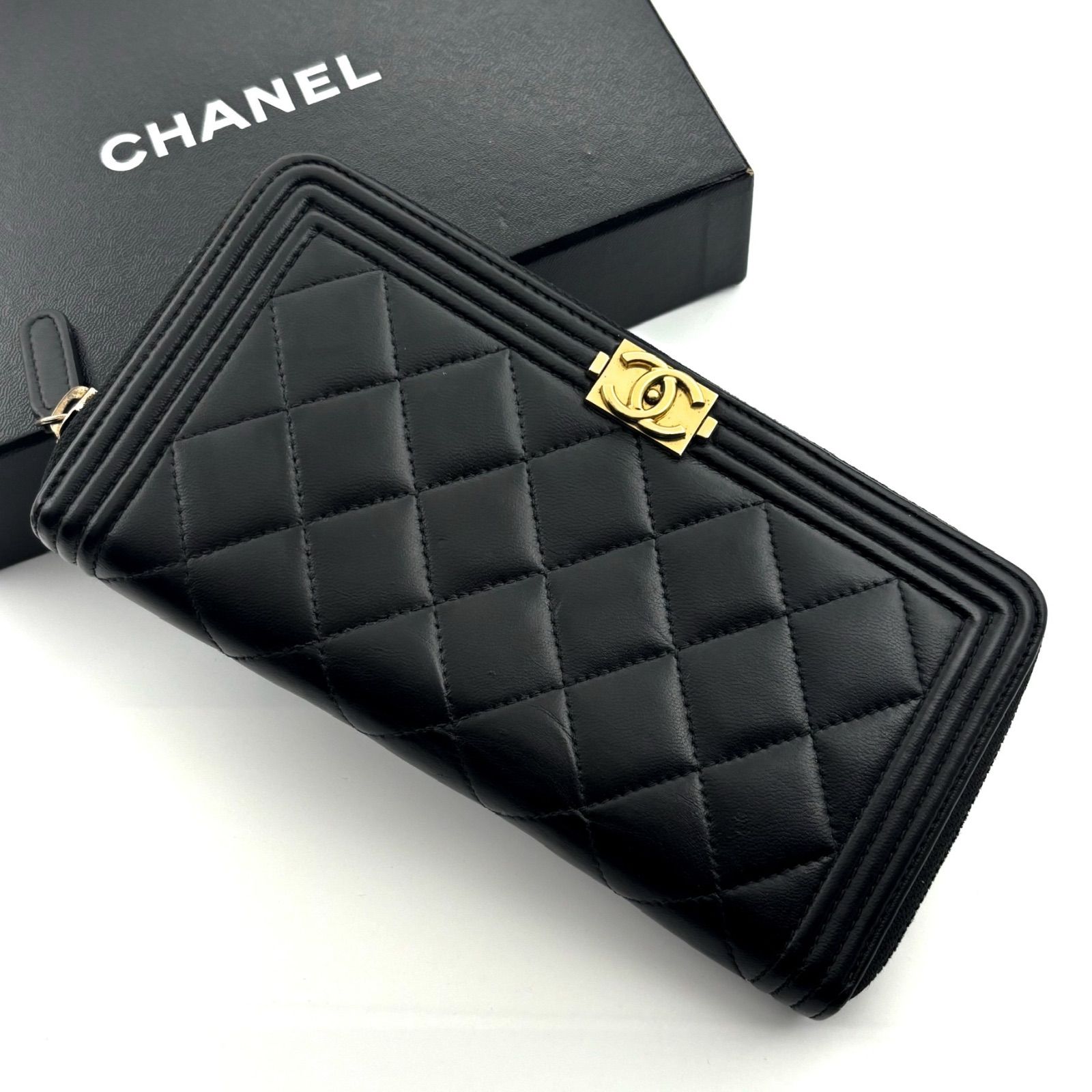 美品✨新型】シャネル 長財布 ボーイシャネル ラウンドジップ - メルカリ