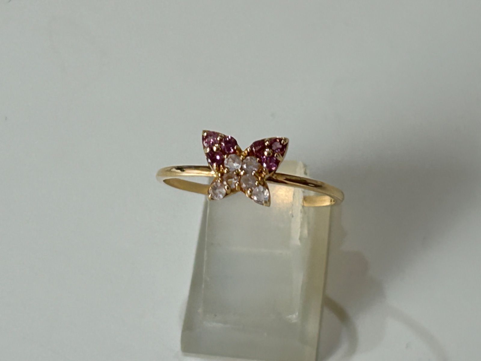 リング K18 ロードライト ローズクウォーツ 11.5号