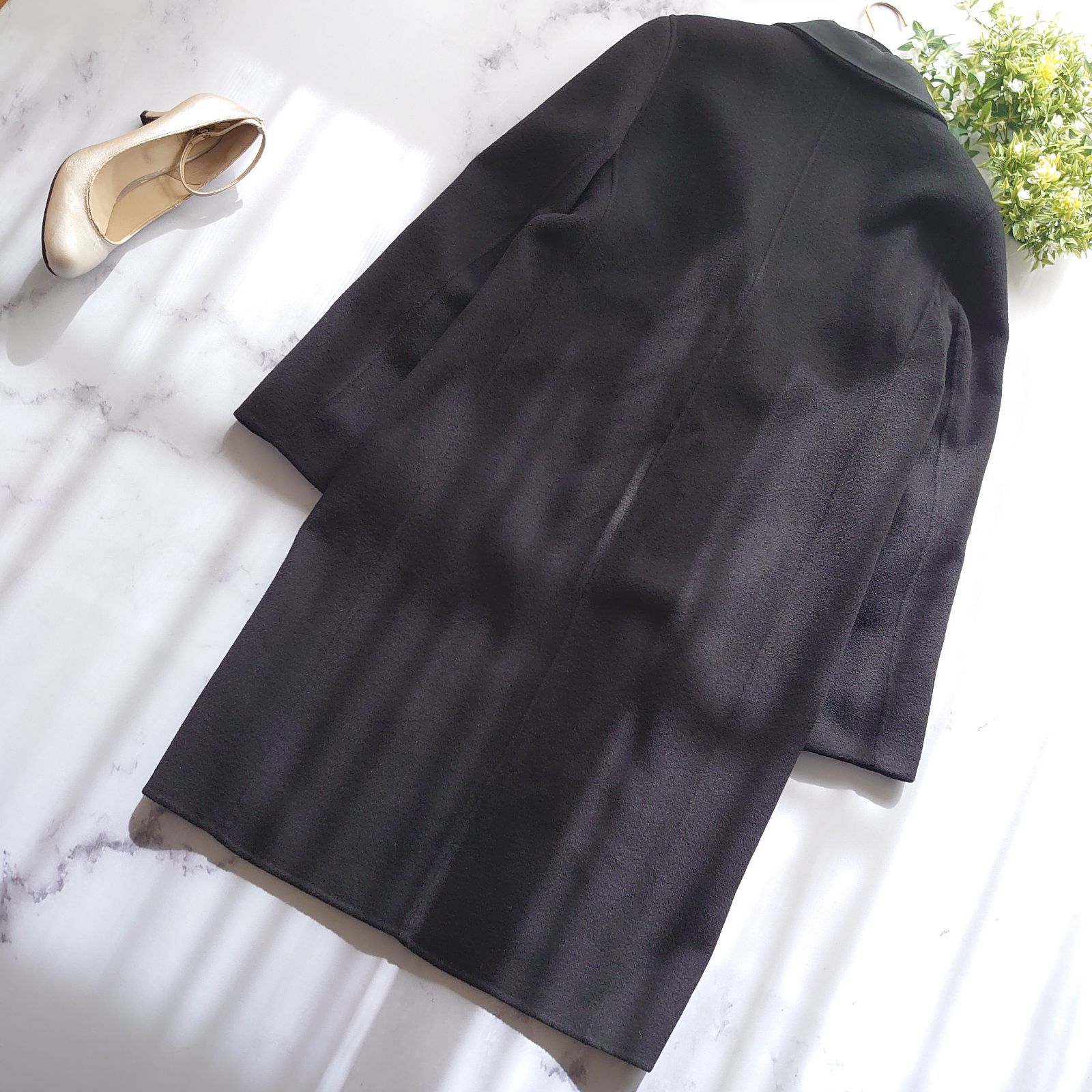 近年 白タグ ヒューゴボス カシミヤ ロングチェスターコート ダブル L