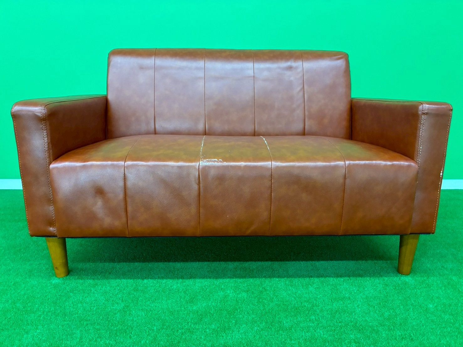 在庫残り１品 ２人掛けＰＶＣレザーソファー