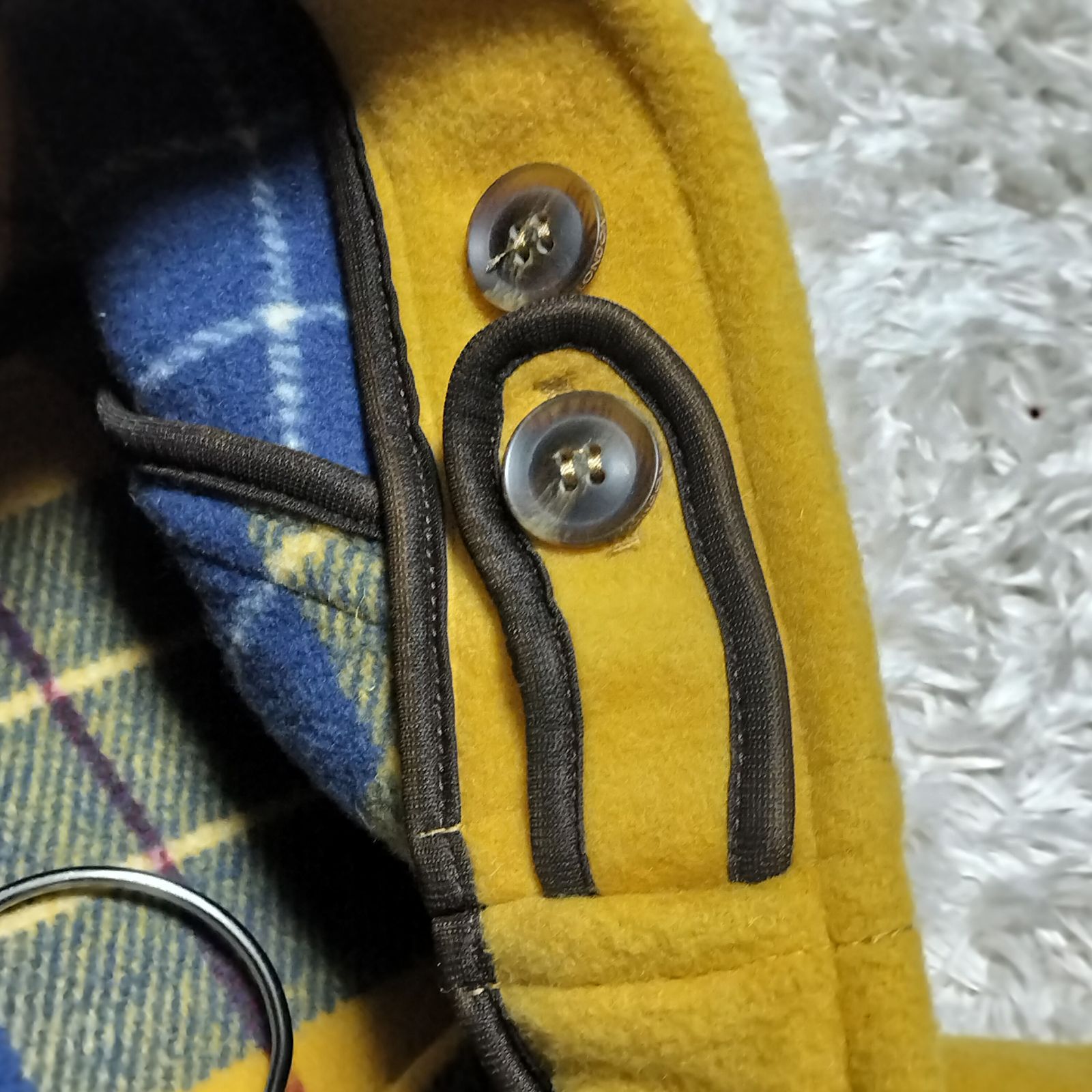 イングランド製 ロンドントラディション 裏チェック ダッフルコート イエロー S 美品】LONDON TRADITION × 鎌倉シャツ ダッフルコート サイズ32 S