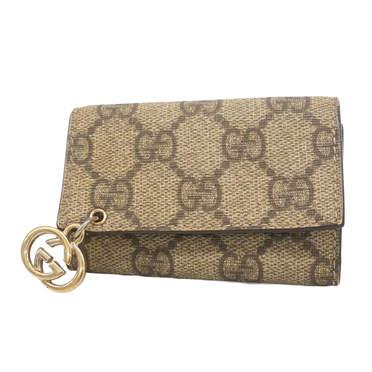 5oc1673 グッチ キーケース GGスプリーム 212111 PVC ブラウン シャンパンゴールド金具 メンズ レディース ユニセックス