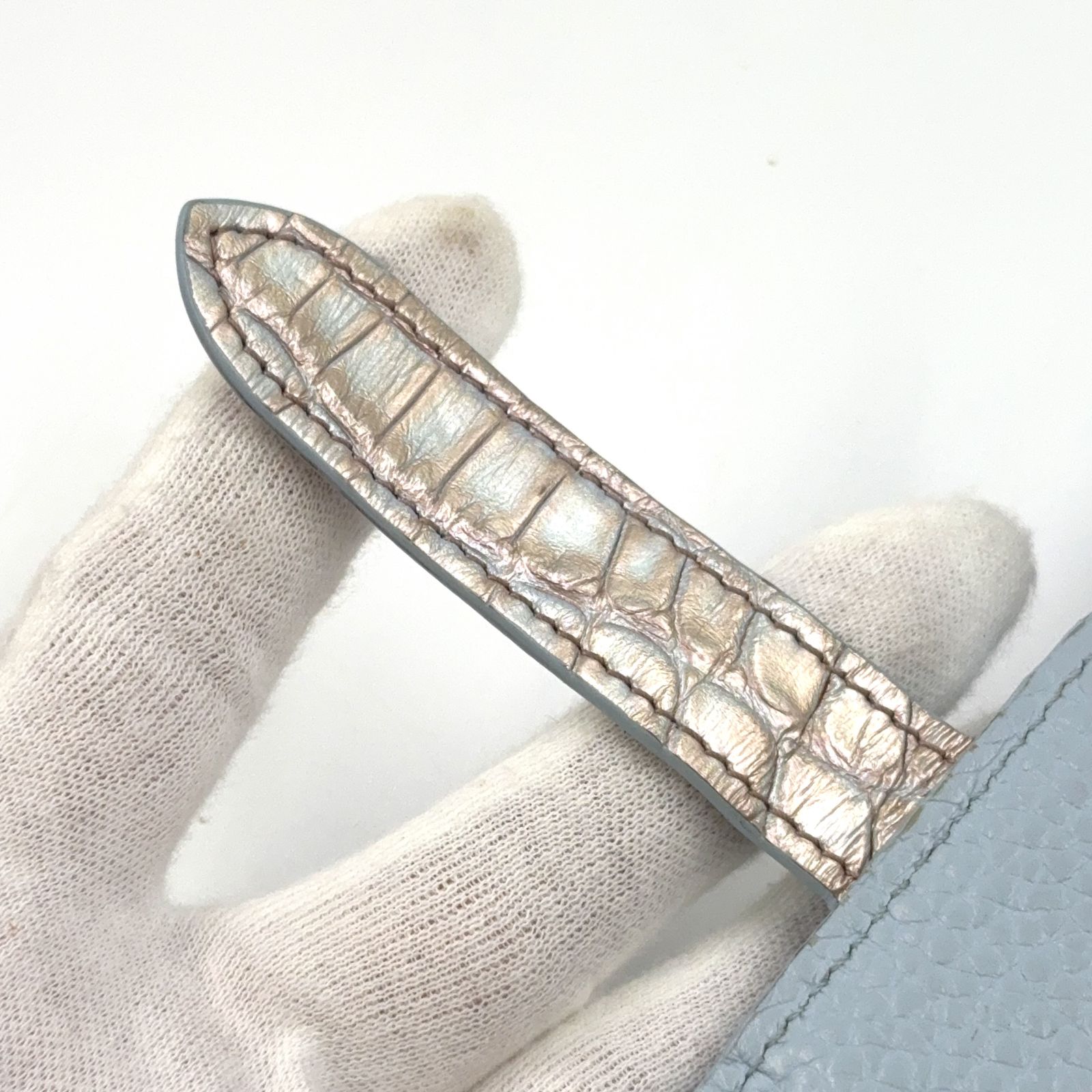  LOUIS VUITTON ヴェルティカル ウォレット トリヨンレザー クロコ 型番不明 レザー クロコダイル ライトブルー 財布 シルバー 長財布 小物