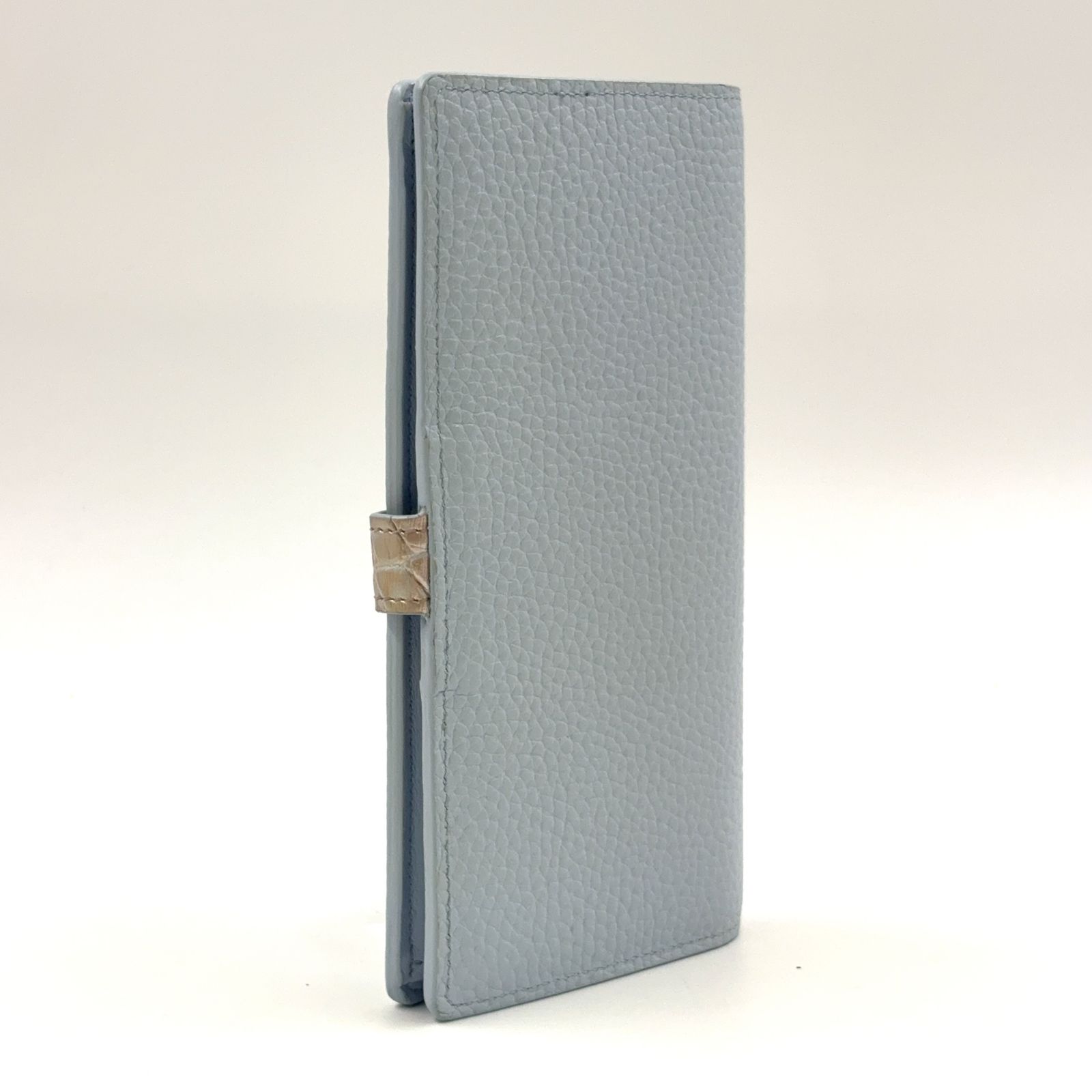 LOUIS VUITTON ヴェルティカル ウォレット トリヨンレザー クロコ 型番不明 レザー×クロコダイル ライトブルー 財布 シルバー