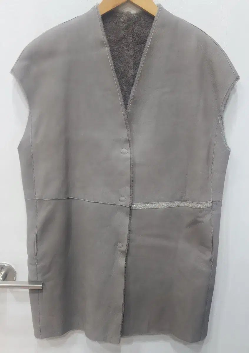 ファビアナフィリッピ Shearling 羊毛 ロングベスト リバーシブル 42