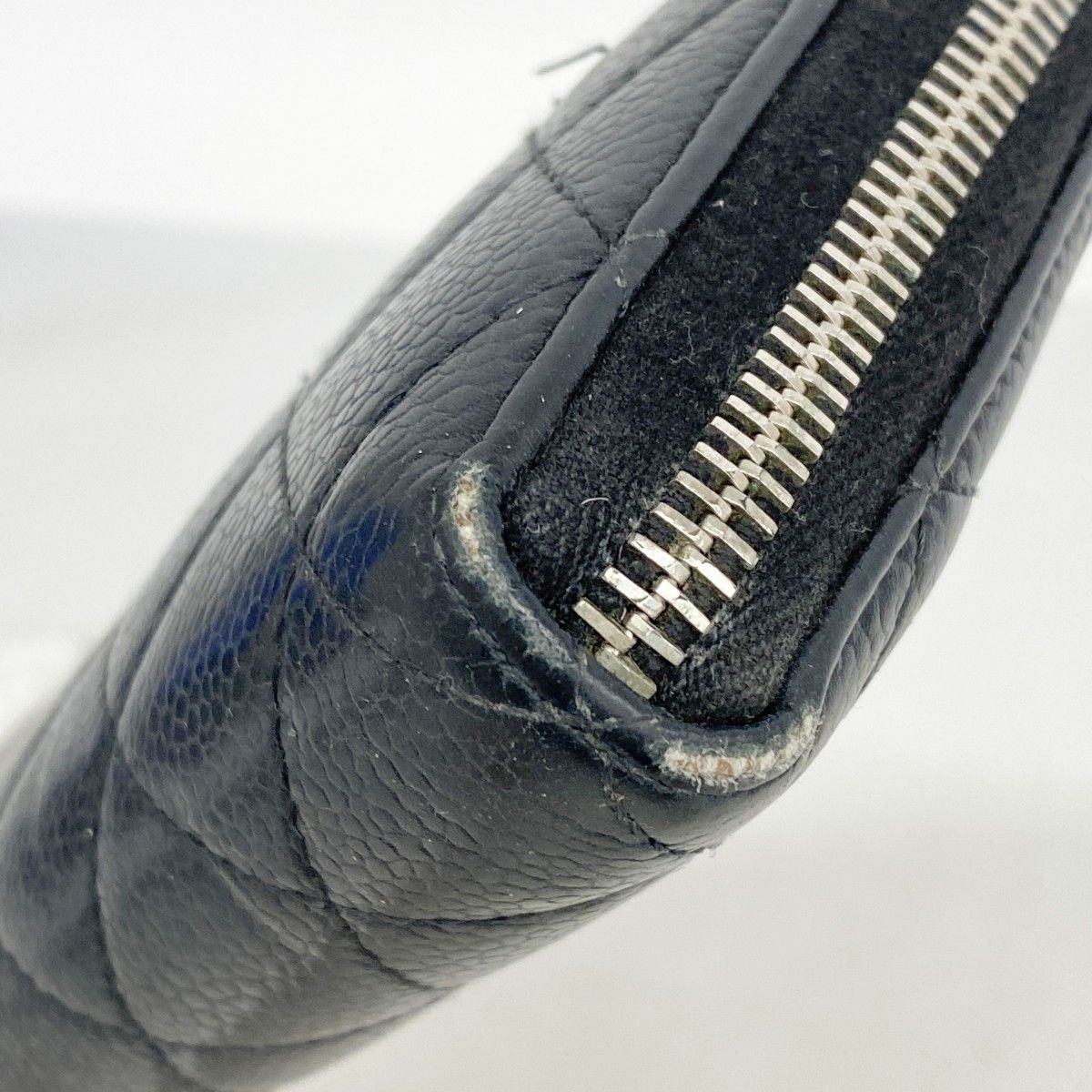  5 oc 2261 h シャネル 長財布 マトラッセ キャビアスキン ブラック シルバー金具 レディース 長財布 小物