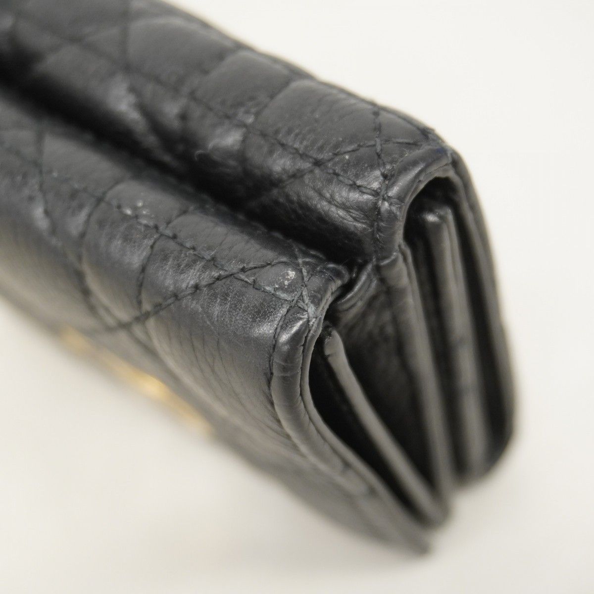  5 oc 2275-h クリスチャンディオール 財布 ディオールカロ レザー ブラック ゴールド金具 レディース その他 小物