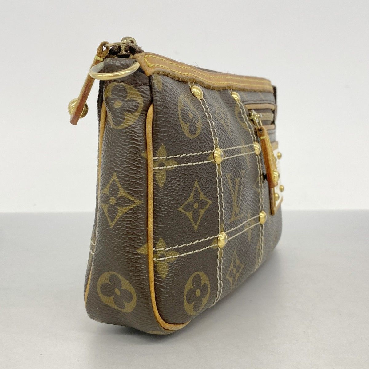5oc2288 ルイヴィトン ポーチ モノグラムリヴェット ポシェットアクセソワール M40141 ブラウン レディース