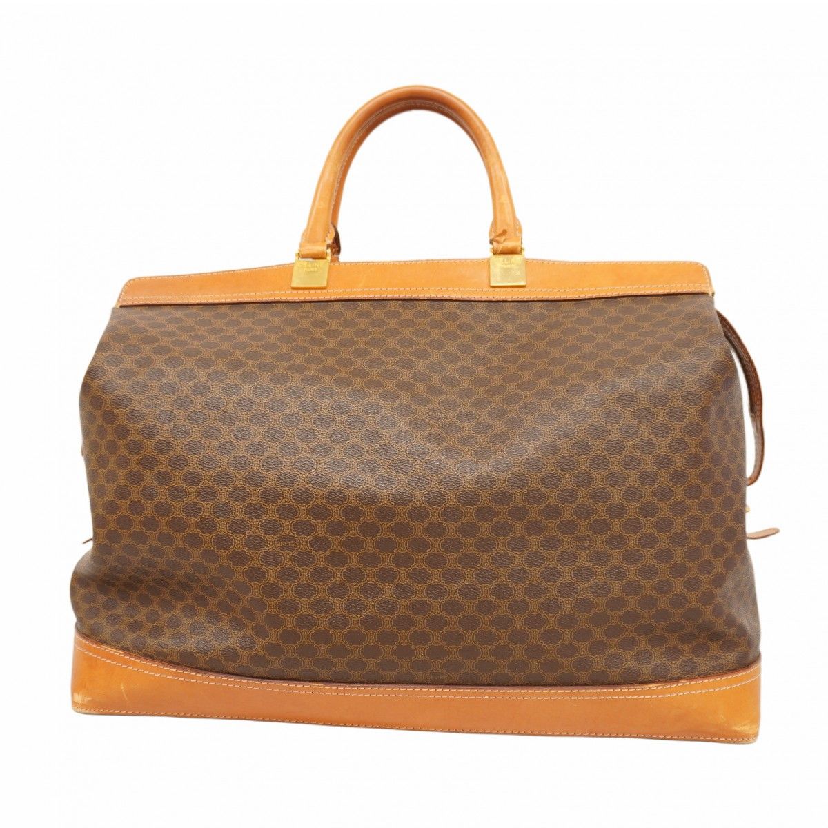 5oc2337 セリーヌ ボストンバッグ マカダム PVC ブラウン ゴールド金具 メンズ レディース ユニセックス