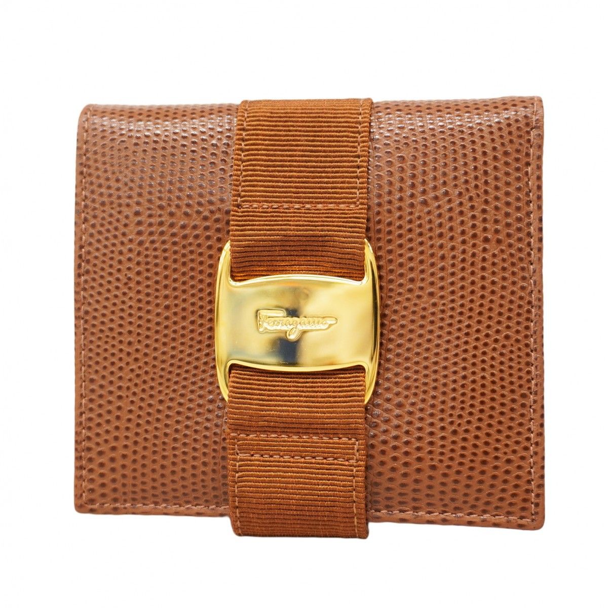 5oc2409 サルヴァトーレフェラガモ 財布 ヴァラ レザー ブラウン ゴールド金具 レディース