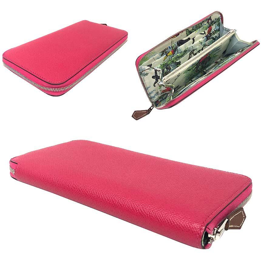 HERMES エルメス アザップ シルクイン 財布 ロング ラウンドファスナー 長財布 赤道直下 ピンク aq 12244