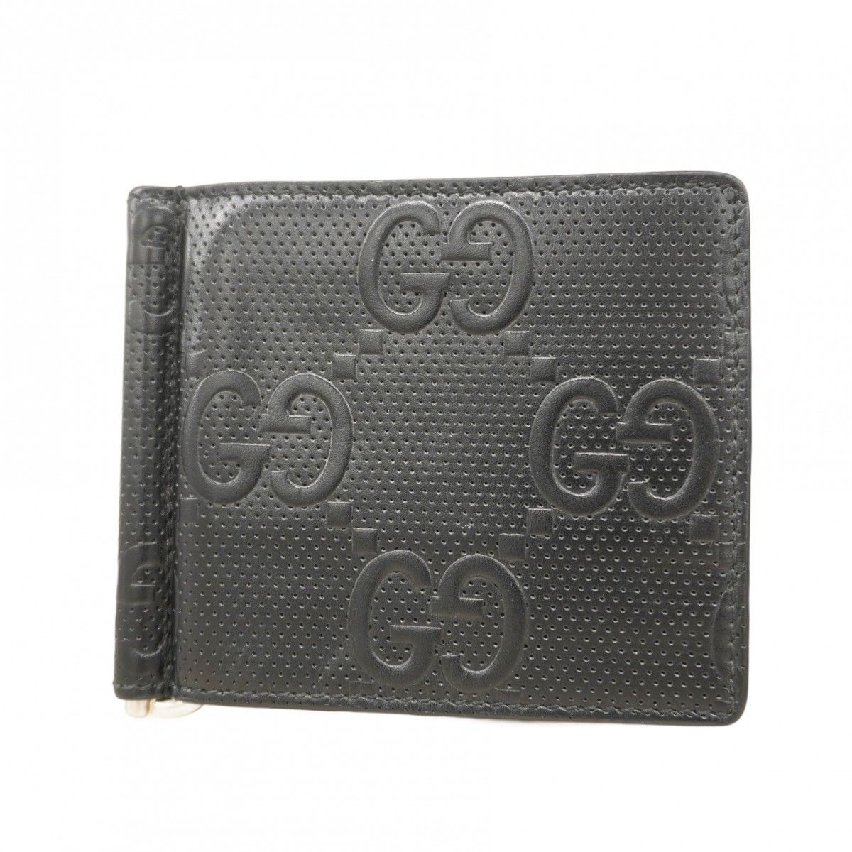 5oc2437 グッチ マネークリップ ジャンボGG 676656 レザー ブラック シルバー金具 メンズ