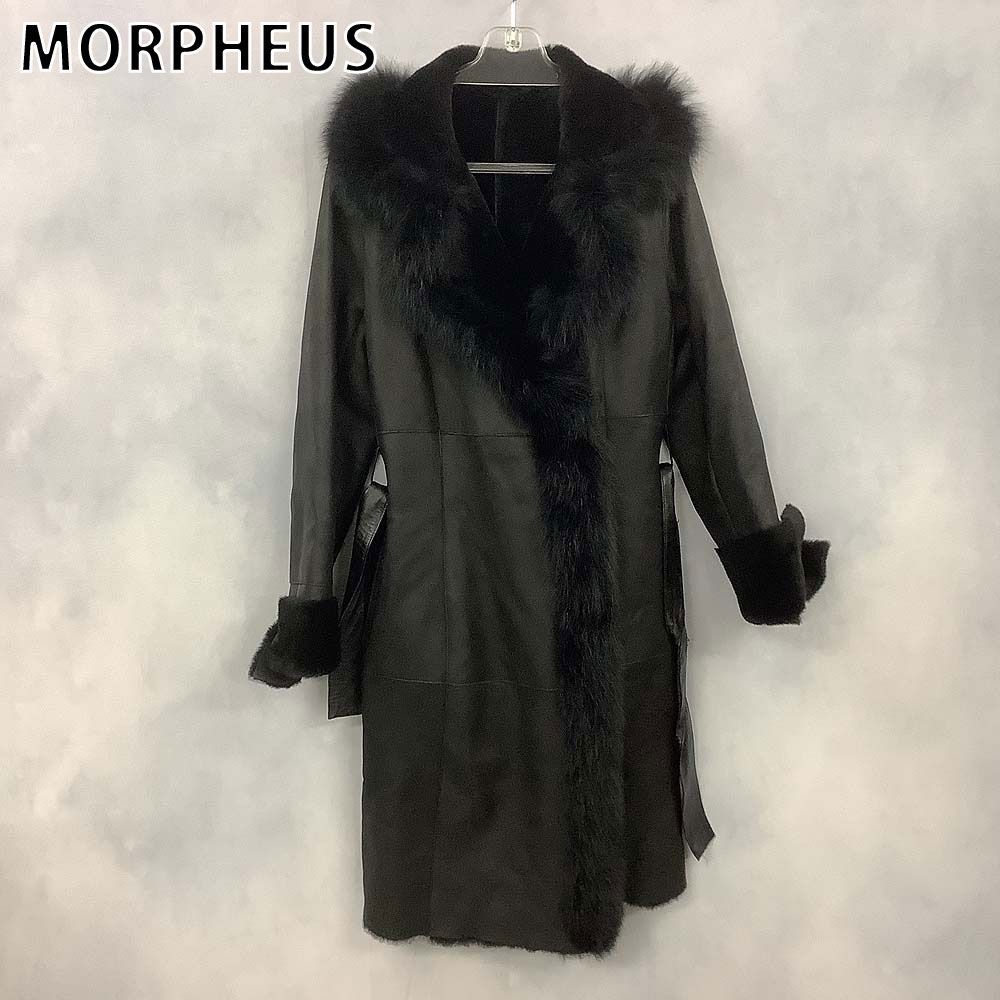 MORPHEUS 銀座マギー ムートンコート 羊革 ブルーフォックスファー