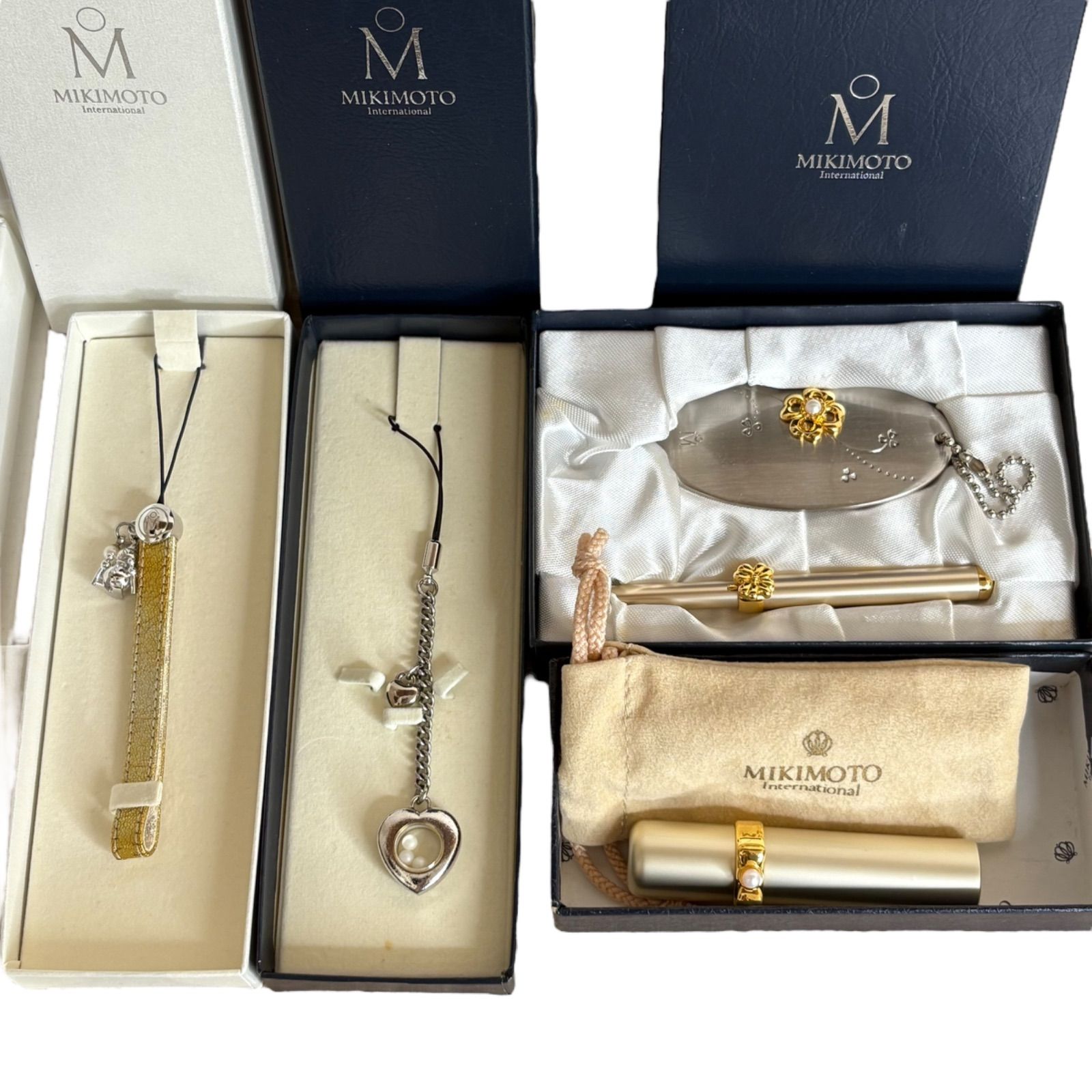 MIKIMOTO ミキモトペンダントウォッチ リップブラシ＆ミラー セット キーホルダー ストラップ