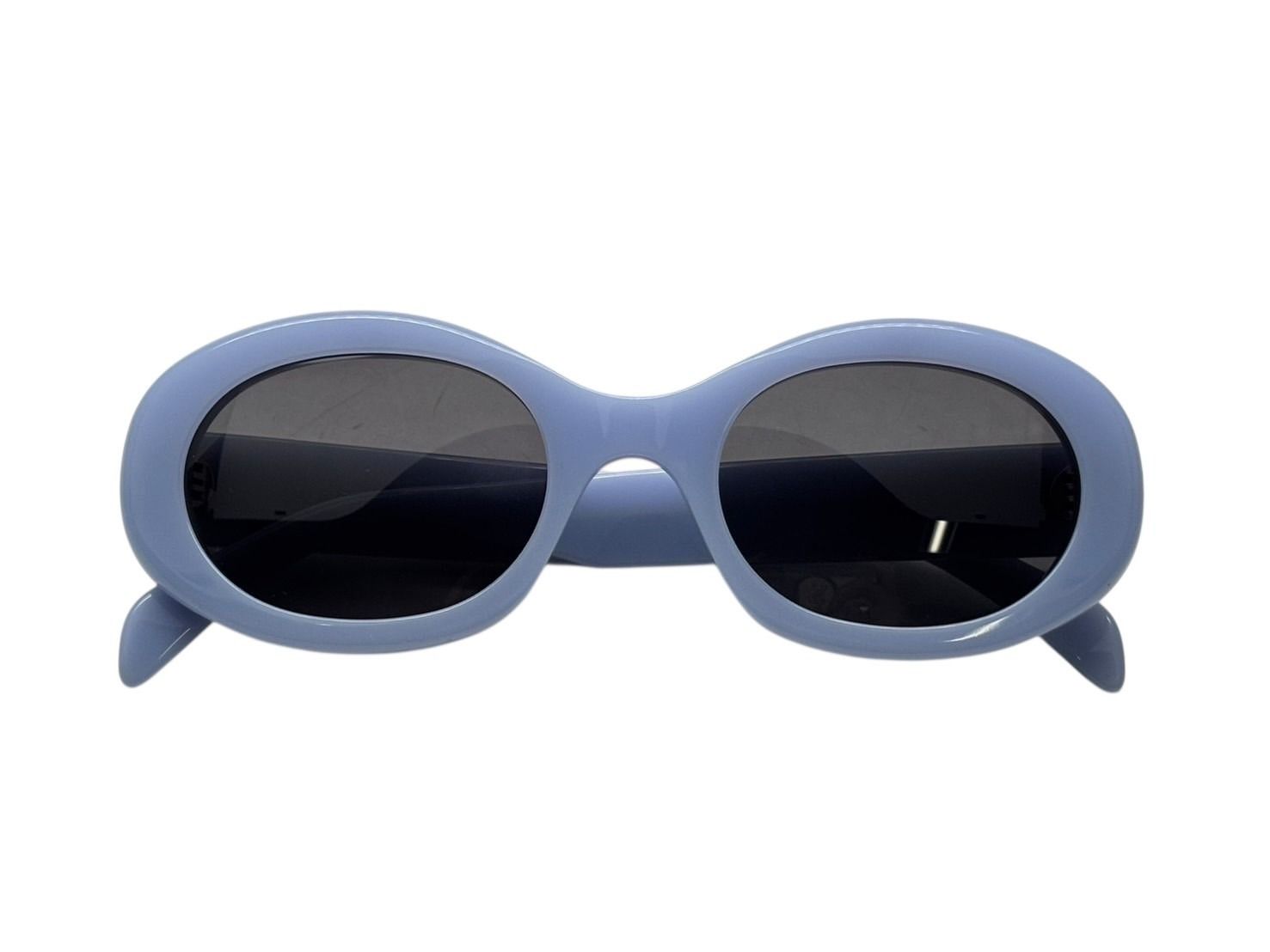 CELINE セリーヌ トリオンフ アセテートサングラス オーバル イタリア製 ブルー シルバー金具 サイズ52◻︎22 4 b 008854