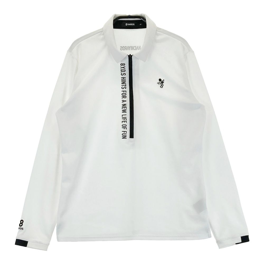 サイズ：L 8YARDS ハチヤーズ ハーフジップ 長袖ポロシャツ ホワイト系