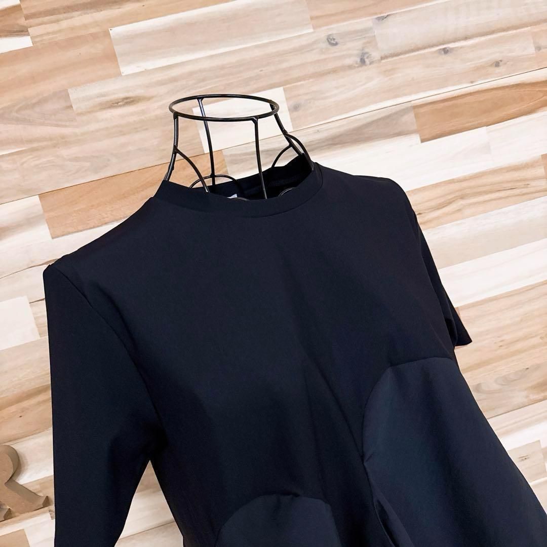 美品【アンスリード】ボリューム ウェーブ ライン ドッキング 半袖T