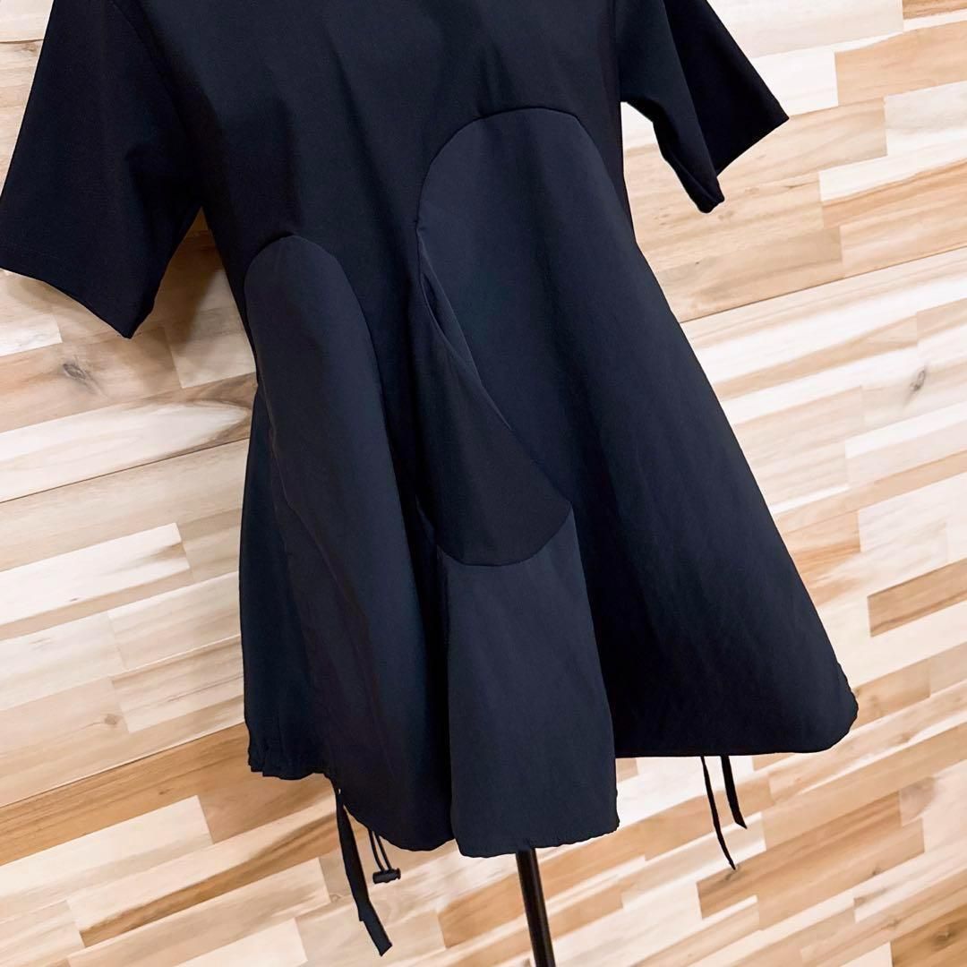 美品 アンスリード ウェーブラインTシャツ ストライプ 切り替え ドッキング Ｍ 美品【アンスリード】ボリューム ウェーブ ライン ドッキング 半袖T