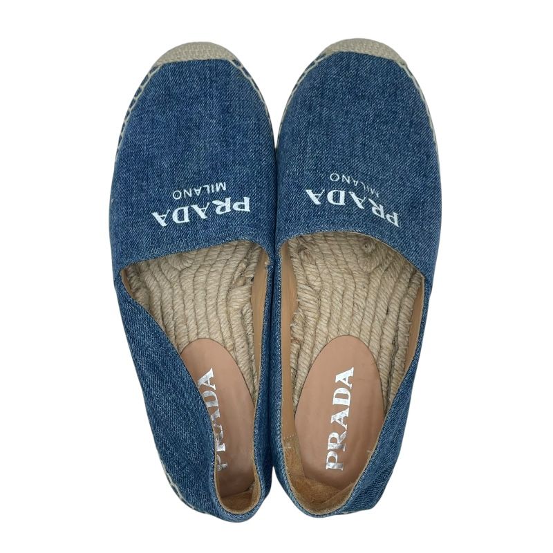 PRADA ロゴデニムエスパドリーユスリッポン