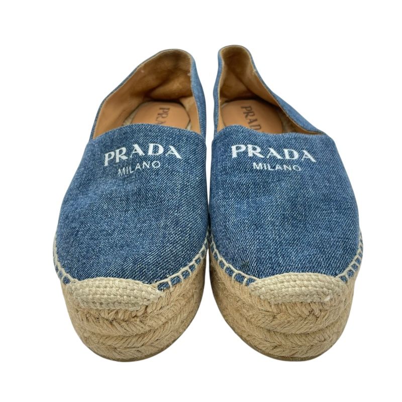 プラダ PRADA ロゴデニムエスパドリーユスリッポン 1 S 052 M ブルー レディース スリッポン