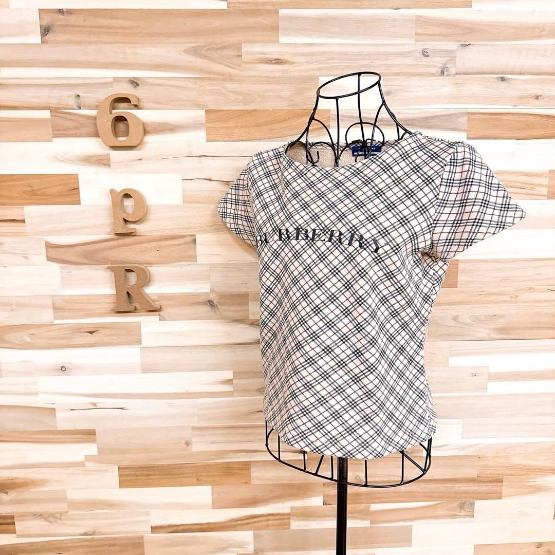 バーバリーブルーレーベル 綿 ノバチェック 半袖Tシャツ M ベージュ