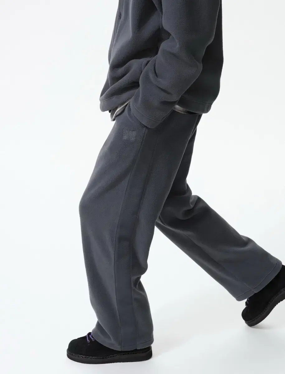 ユニクロ ニードルズ フリース ワイド パンツ グレー ブラック L S