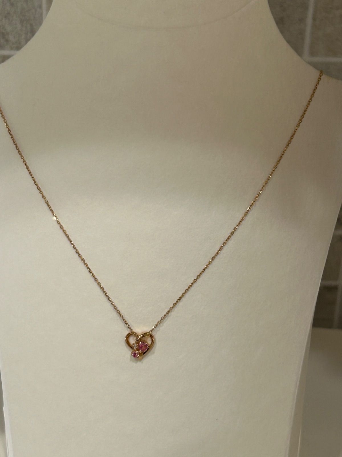 K 18 4℃ピンクサファイア ダイヤモンドネックレス