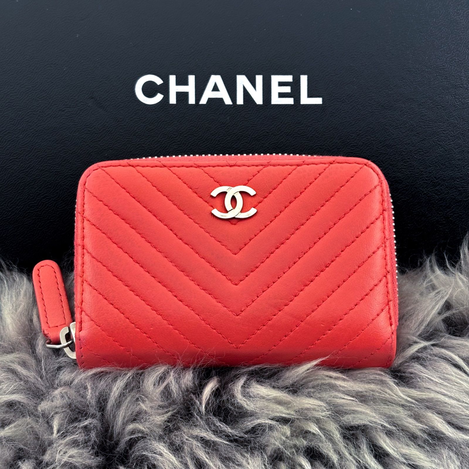 シャネル 財布 コインパース コインケース シェブロン ラウンドジップ