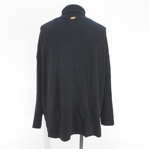 ミューズ MUSE 長袖 ニット セーター タートルネック 黒系 ブラック ロゴプレート リブ 毛 ウール