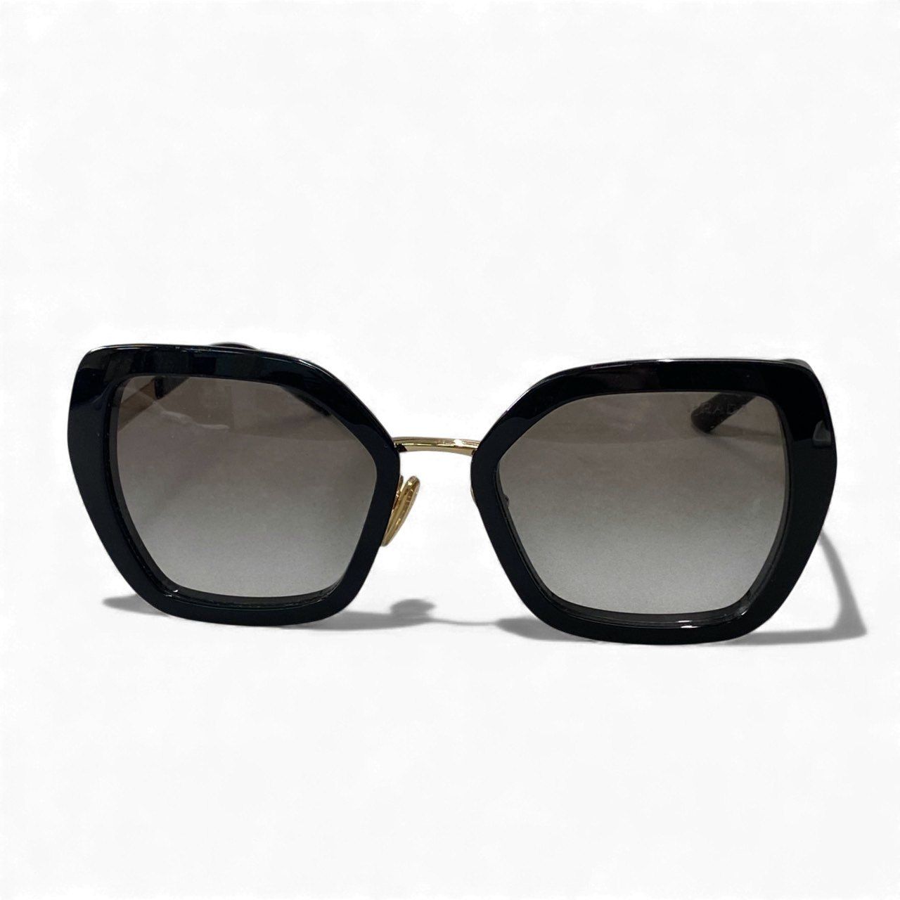 k 16 PRADA プラダ サングラス SPR 53 Y 21 ブラック ゴールド オクタゴン 六角形 アイウェア メガネ 眼鏡t 18 r